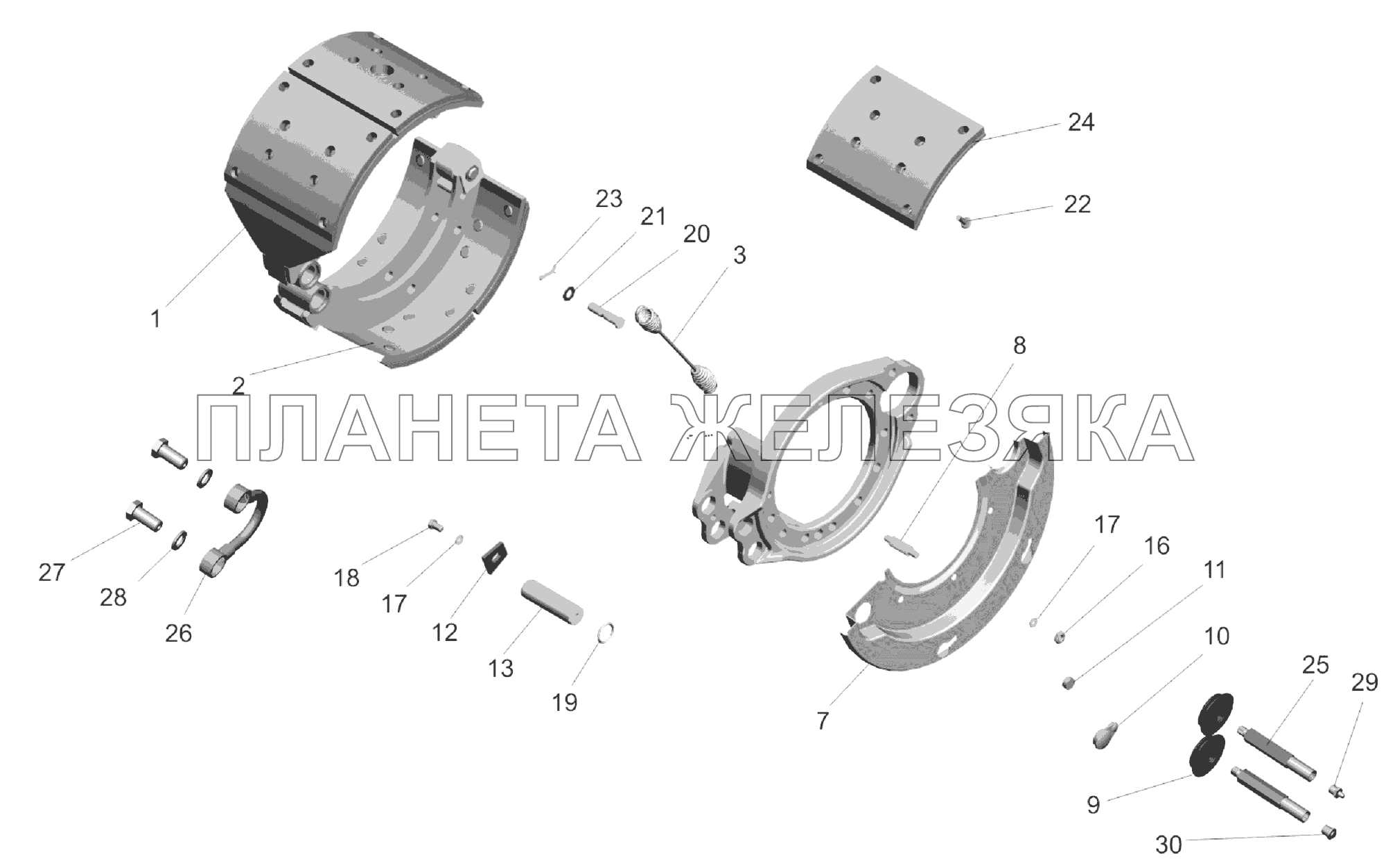 Тормоз колеса среднего моста МАЗ-6303A3, 6303A5